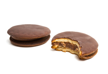 chocolate double cookies isolated