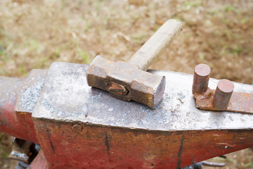 Hammer and  anvil . Blacksmith tool