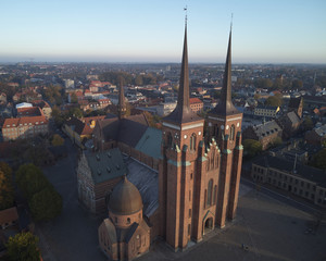 Roskilde cathedral of kings and Roskilde city located in Denmark