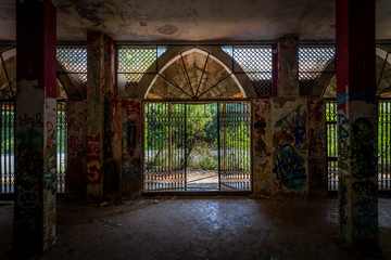 Graffiti and views of the abandoned city of Consonno (Lecco, Italy).