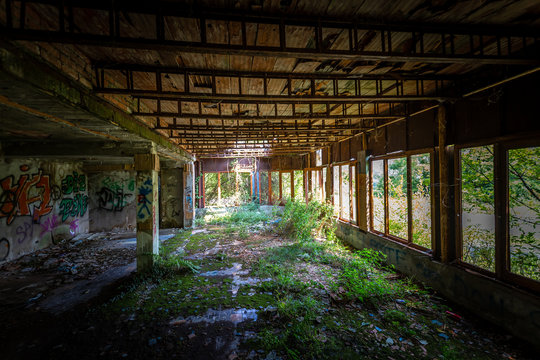 Graffiti and views of the abandoned city of Consonno (Lecco, Italy).