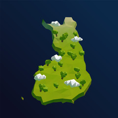 Finland Vector Low Poly 3D Cartoon Map