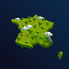 France Vector Low Poly 3D Cartoon Map