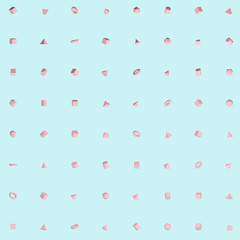 Pink Pastel 3D Geometric Shapes Set Pattern Isolated on Blue Background. Science of Math and Geometry