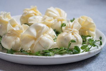 Cheese wrap stuffed with cream cheese, garlic and herbs