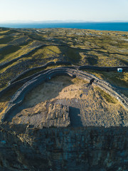 Aerial view of Dun Aonghasa fort of Inishmore on the Aran Islands