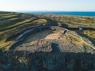 Aerial view of Dun Aonghasa fort of Inishmore on the Aran Islands