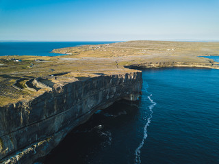 Aerial view of Dun Aonghasa fort of Inishmore on the Aran Islands © timursalikhov