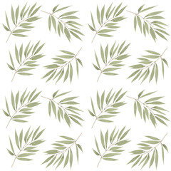 Watercolor seamless backgroun pattern with green leaves