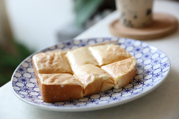 Taiwan toast with taiwan milk tea , Taiwanese food