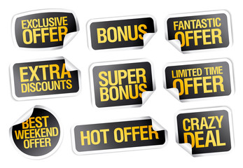 Naklejka premium Sale stickers set - fantastic offer, crazy deal, hot offer, bonus