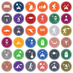 Set of travel and camping equipment icons