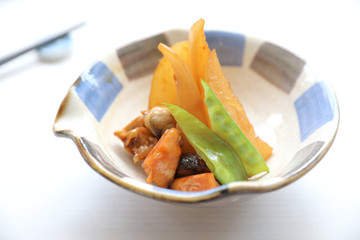 Japanese food bolied head fish with sauce