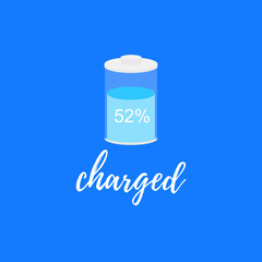 Vector Illustration. Isolated battery icon. 52% charged