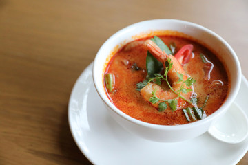 Tom Yum soup ,Thai traditional spicy prawn soup