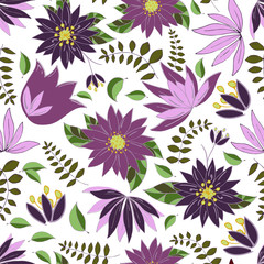 Seamless pattern with floral romantic elements.