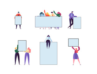 Business Team Holding Empty Banners