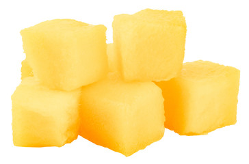 mango cube slice isolated on the white background