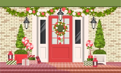 Christmas decoration of entrance doors