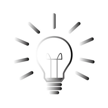 Glühbine mit Strahlen - Icon, Symbol, Piktogramm, grafisches Element - schwarz, grau - Verlauf