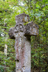 Sentier des Oratoires, Croix Pucelle (Oratory pathway: Joan of Arc cross) in Saint Germain Forest, France. It was erected in year 1456.