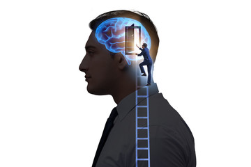 Businessman opening door to artificial intelligence