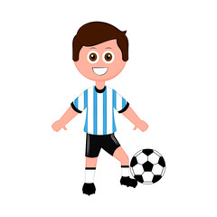 Soccer player with a soccer ball and the Argentinian uniform. Vector illustration design