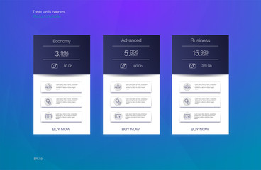 Price list for hosting, banner for the tariffs and price lists. Web elements.
