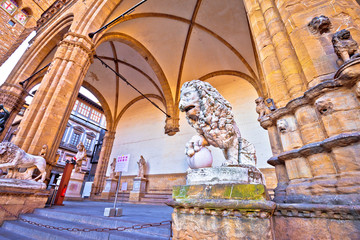 Piazza della Signoria in Florence square landmarks and statues view