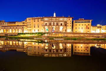 Arno river waterfront evening reflections in Florence