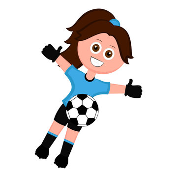 Female soccer goalkeeper with a soccer ball and the Uruguayan uniform. Vector illustration design