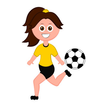 Female soccer player with a soccer ball. Vector illustration design