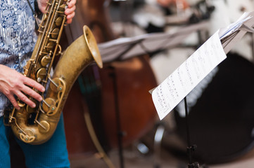 Fototapeta premium Jazz band. Teaching jazz.
