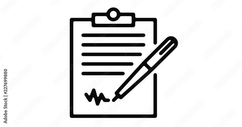 Poster contract line icon motion graphic animation with alpha channel.