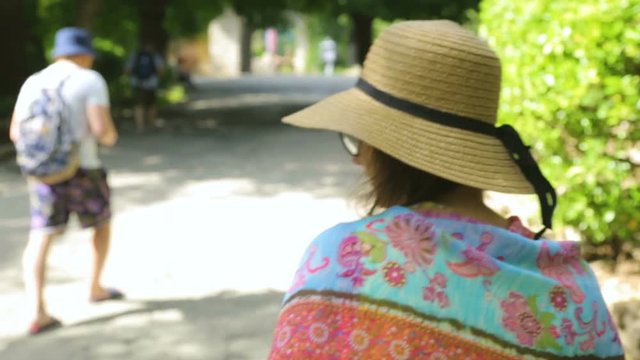 Group of tourist in botanical garden