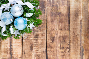 Obraz na płótnie Canvas Christmas greeting card wooden background.