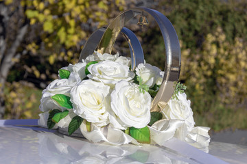 Wedding decoration on the car