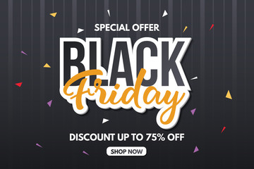 Black friday sale banner. Sale banner template design. Abstract banner. Vector illustration