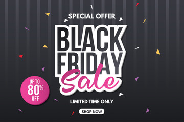 Black friday sale banner. Sale banner template design. Abstract banner. Vector illustration
