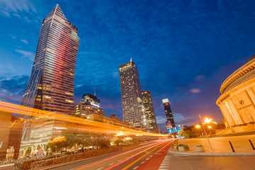 Warsaw Central Business District at night