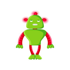 Vector colored robot in cartoon style. Isolated vector robot in a white background.