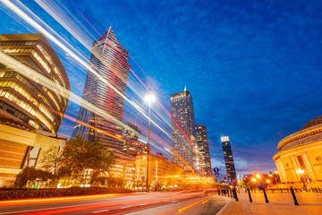 Warsaw Central Business District at night