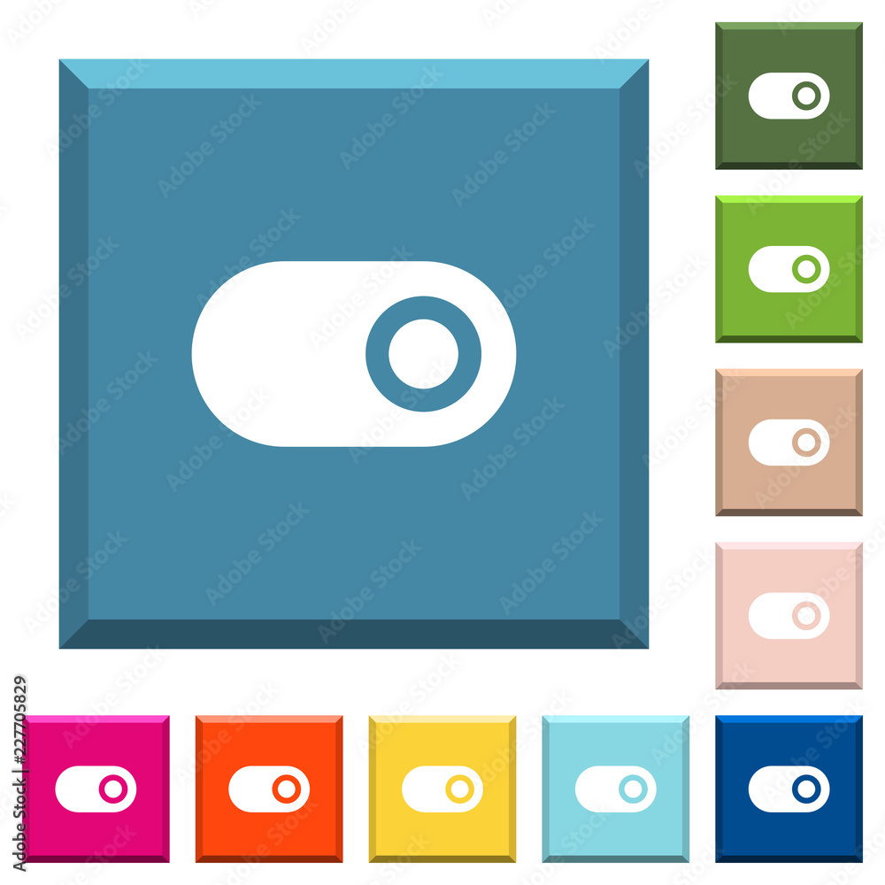 Poster single horizontal toggle white icons on edged square buttons