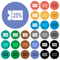 25 percent discount coupon round flat multi colored icons