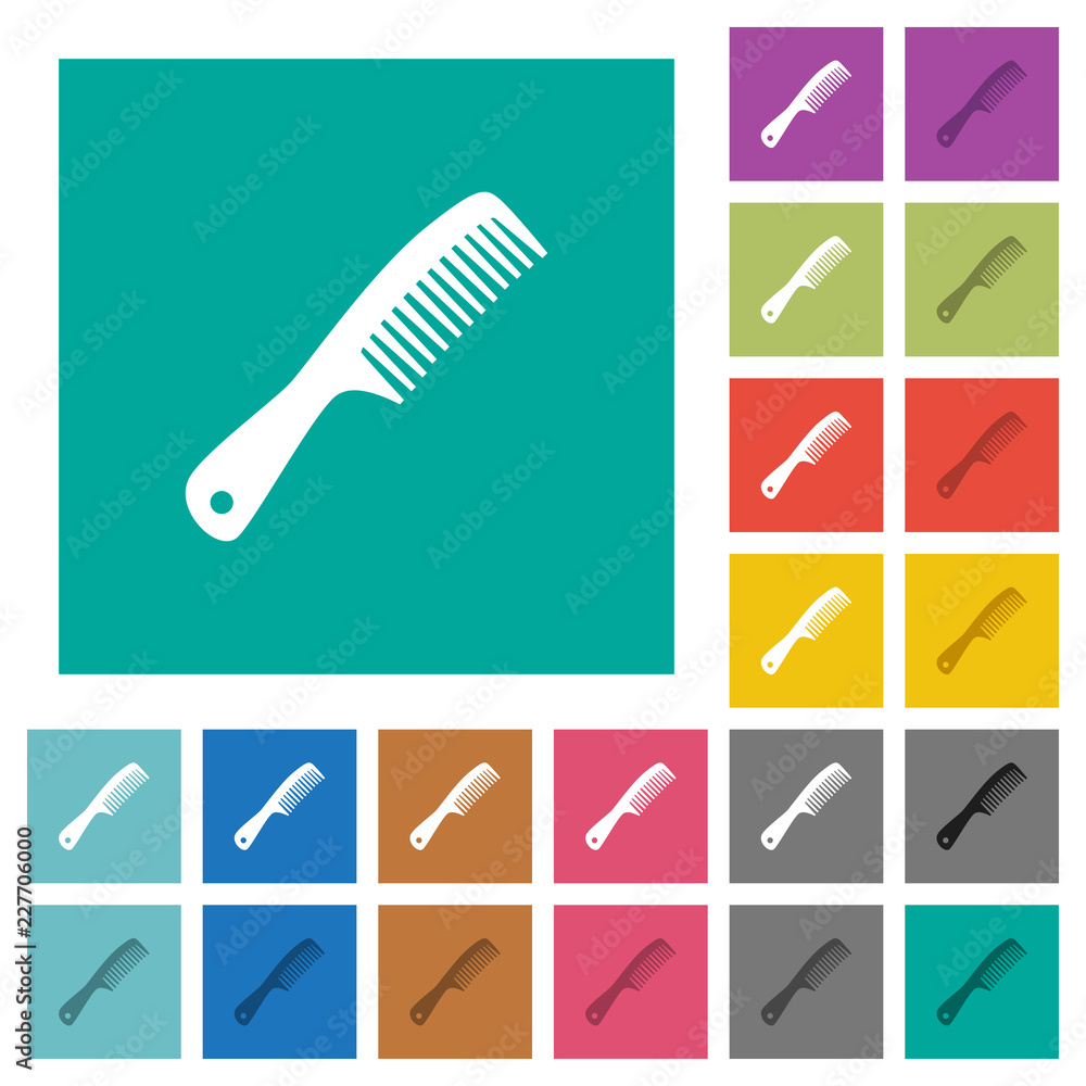 Poster comb with handle square flat multi colored icons