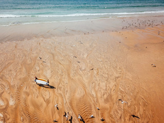 aerial view of surf beach in porto