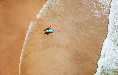 aerial view of surf beach in porto