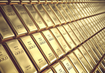 Gold bars 1000 grams. Concept of success in business and finance.