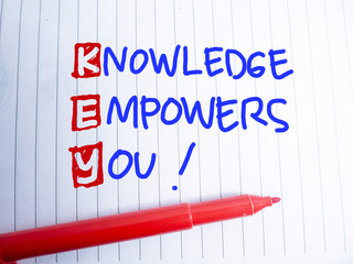 KEY, Knowledge Empowers You, Motivational Words Quotes Concept