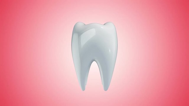 Animation rotation of white tooth with colorful arrows around. Animation of seamless loop.
